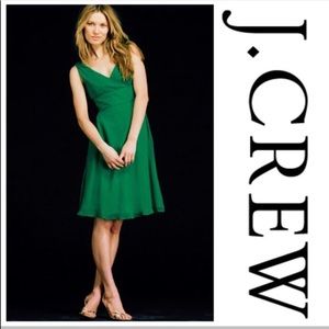 J. Crew Emerald Green V-Neck Sleeveless A-Line Dress